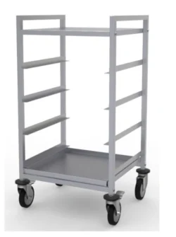 Stikvogn med integreret drypbakke og topplade. Til 4x 50x50 bakker. Måler 500x555x1060 mm.