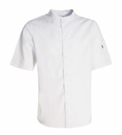 Essence unisex kokkejakke m/korte ærmer i hvid str. M (upcycled materiale), Nybo