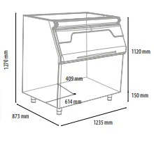 Ekstern kammer til KASTEL isterningemaskine 400 kg. kap. måler 1290x940x1300