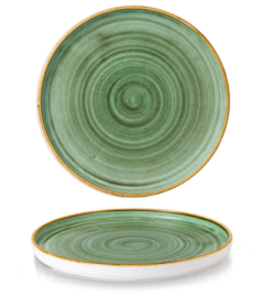 Stonecast Samphire Green flad tallerken med kant 26 cm, Churchill