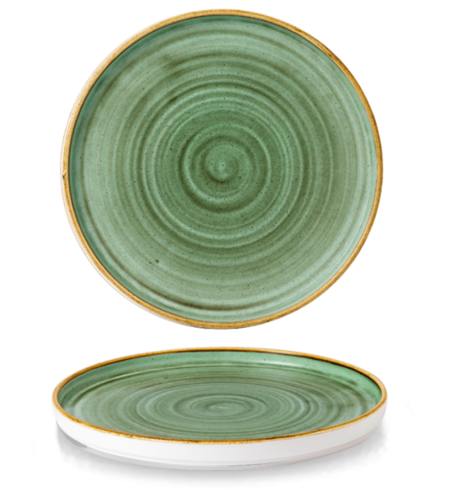 Stonecast Samphire Green flad tallerken med kant 26 cm, Churchill
