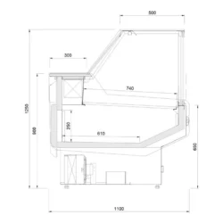 Køledisk til fisk 250/110 cm, Modena SP MODERN W fra Juka (RAL 7016)