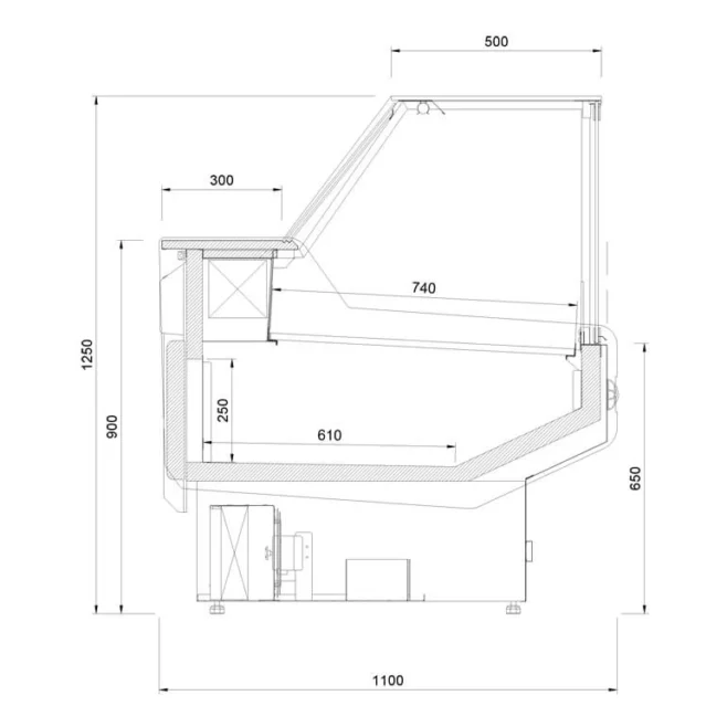 Køledisk til fisk 250/110 cm, Modena SP MODERN W fra Juka (RAL 7016)
