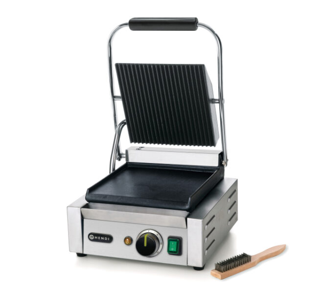 Klemgrill single rillet top og glat bund, Hendi